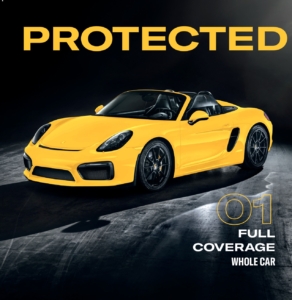 Protection intégrale de la carrosserie avec un film PPF transparent et auto-cicatrisant pour préserver la peinture du véhicule.